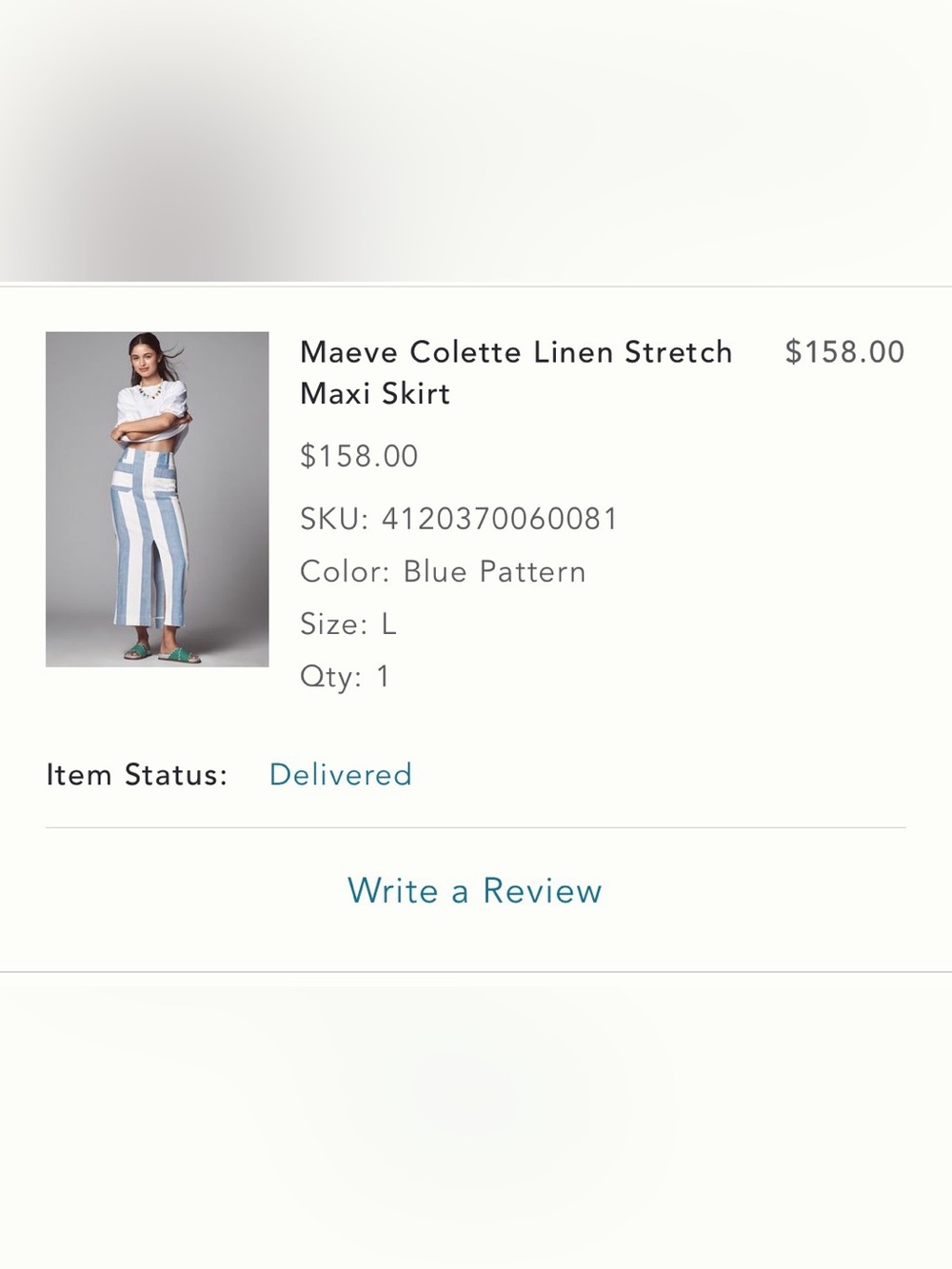 Maeve Blue Pattern Linen Stretch Maxi Skirt